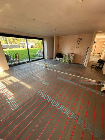 Water pipes installed over concrete 
