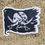 Thumbnail: Black pirate flag vinyl sticker with a female skull and two crossed swords