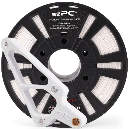 Rolo de Filamento ezPC Polycarbonate, na cor branca.