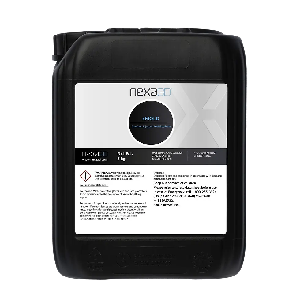 Miniatura: Galão da Resina Nexa 3D xMOLD, utilizado para ferramentas de moldagem por injeção dissolvíveis.