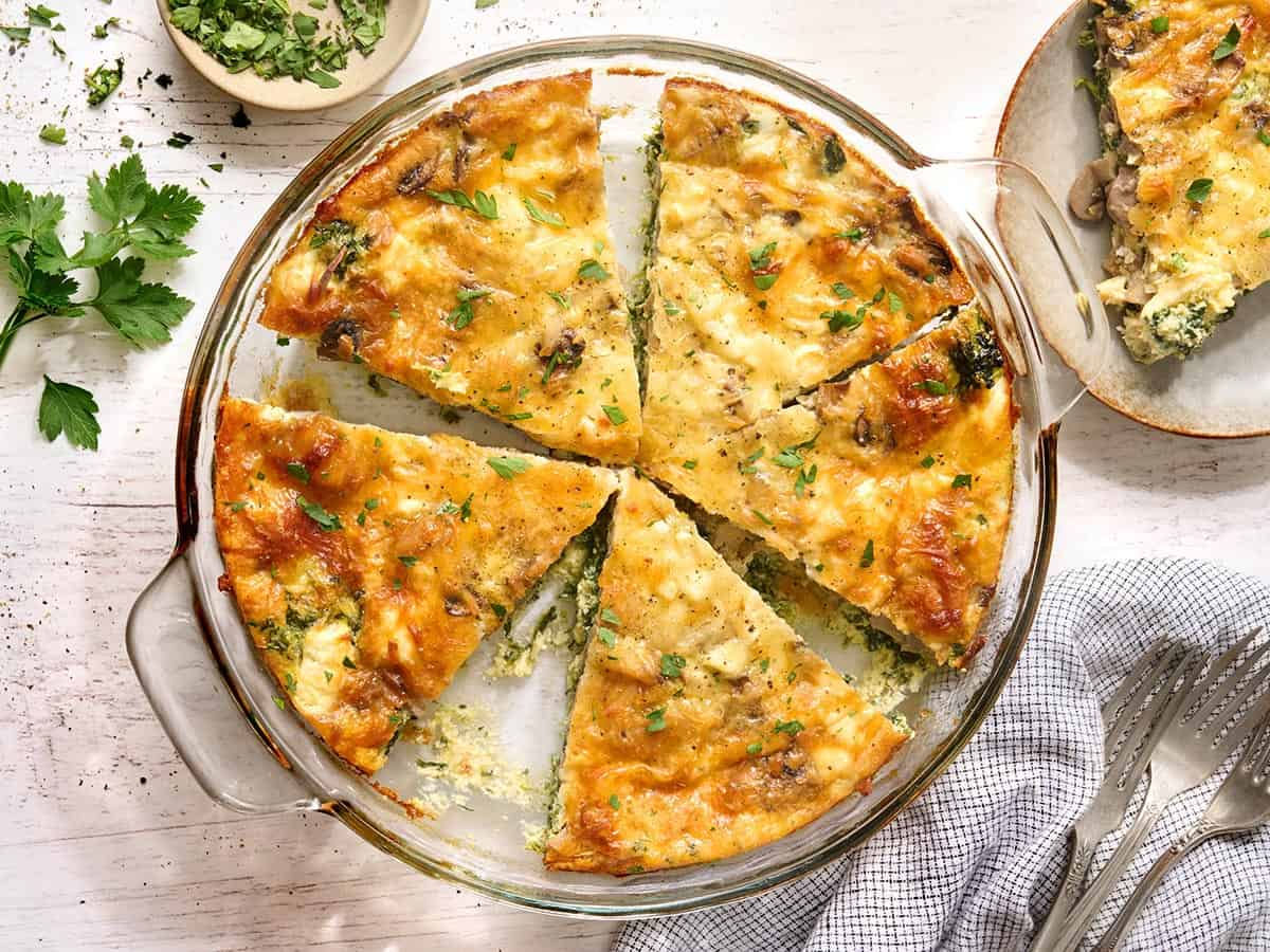 Portobello mushroom and cheese quiche
