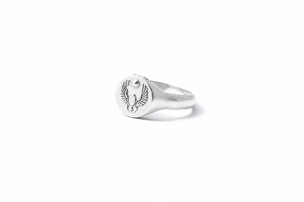 Thumbnail: Egyptian Scarab Signet Ring -14k White Gold