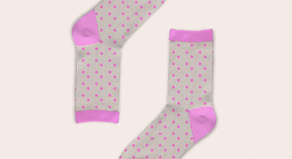 Grey socks with pink dots