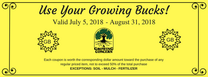 Remember to Use Your Growing Bucks!!