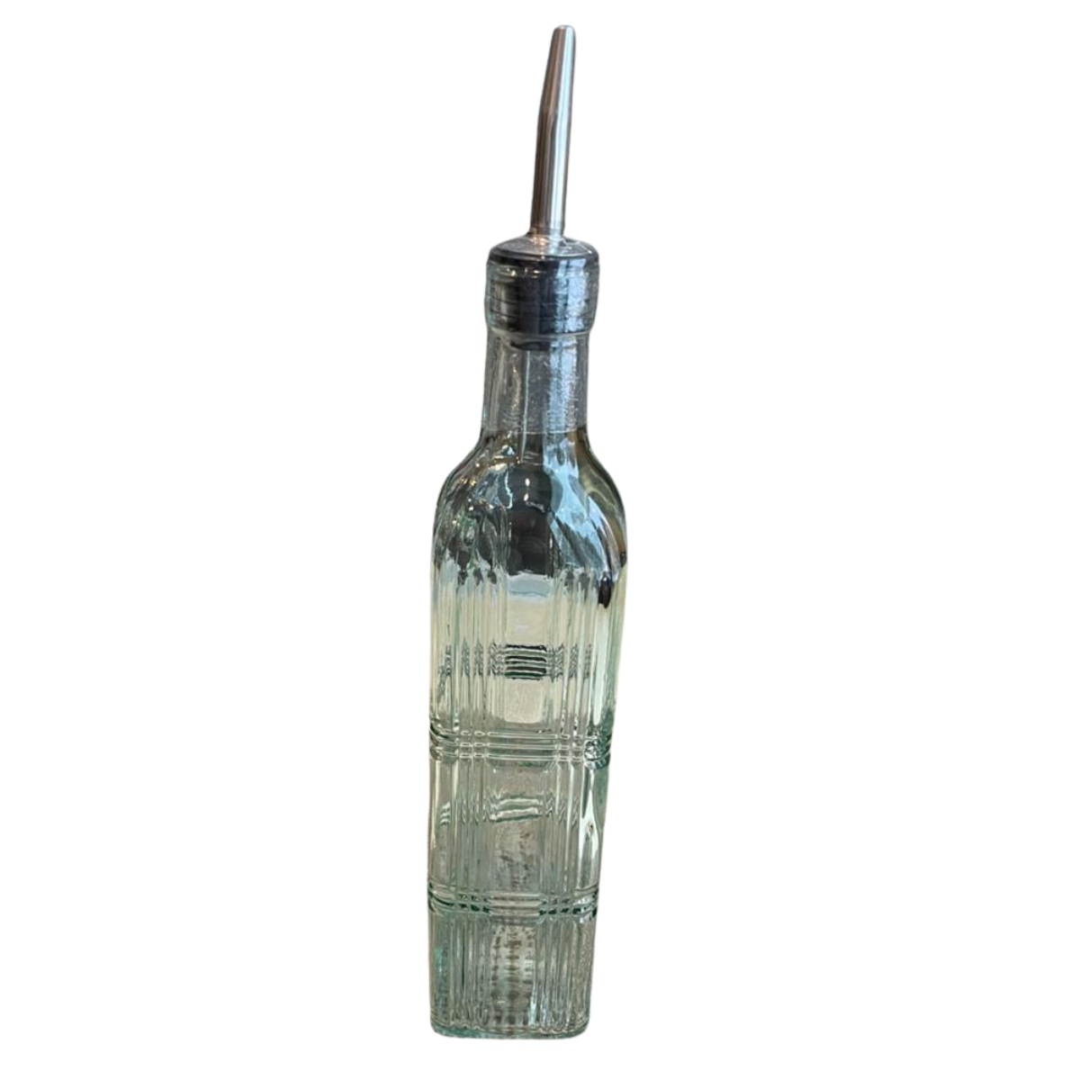 Striped Green Glass Oil Dispenser