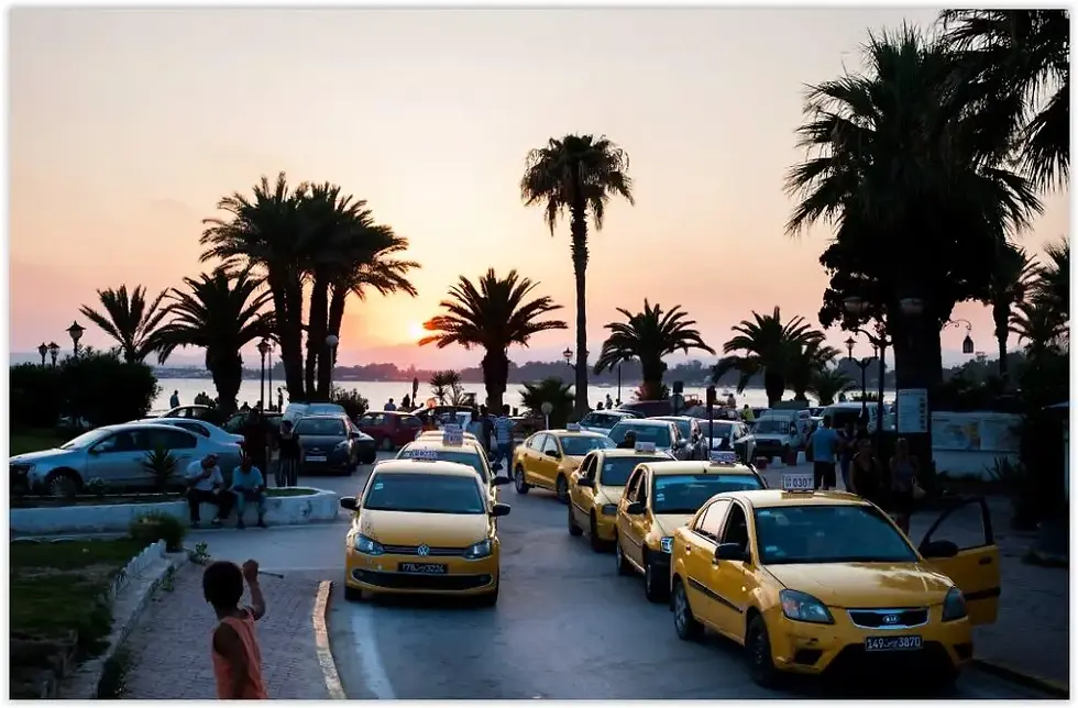 Taxis in Tunisia at the rank