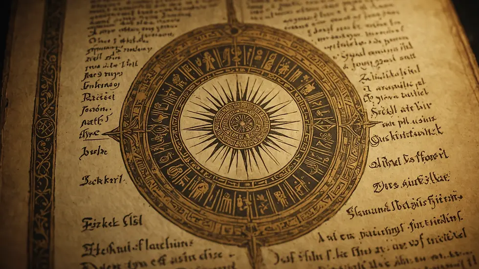 Close-up view of an ancient manuscript depicting Ezkiel's vision