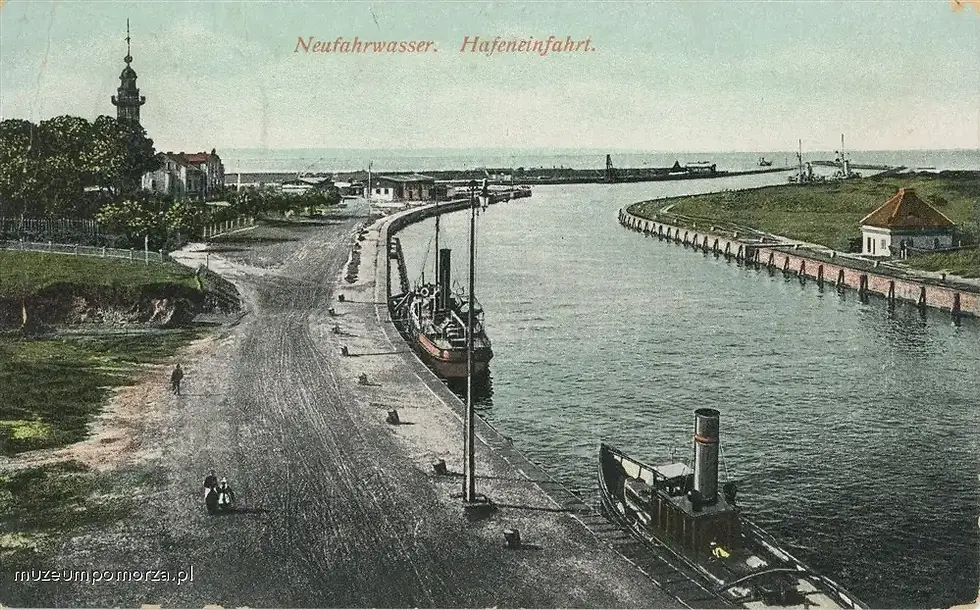 The entrance channel to the port of Gdańsk with the lighthouse
