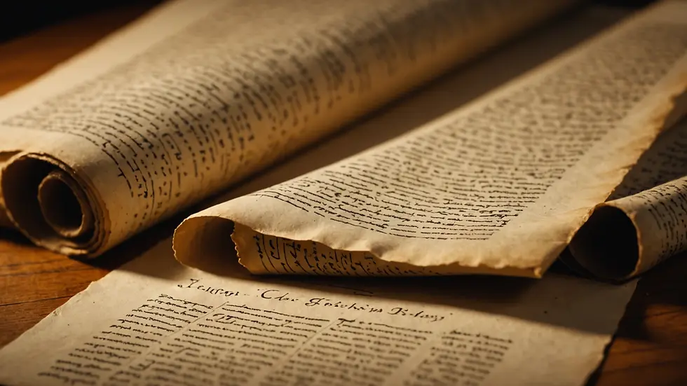 Eye-level view of a beautifully illuminated ancient scroll