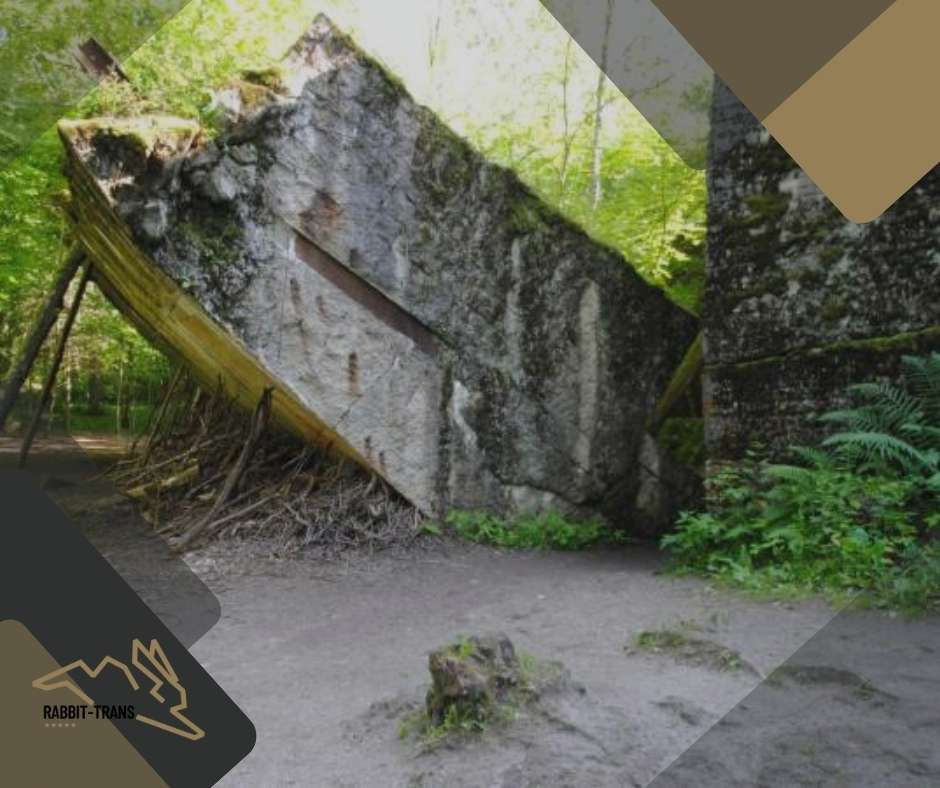 The photo shows the thickness of the walls of the main shelter in the wolf's lair