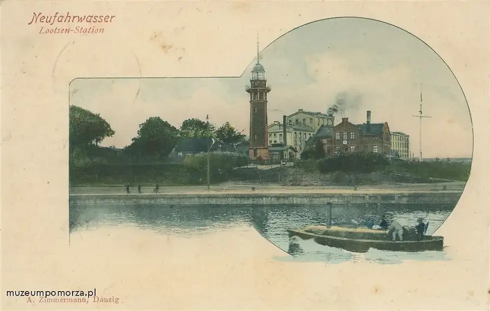 A postcard showing the Lighthouse in Gdańsk Nowy Port