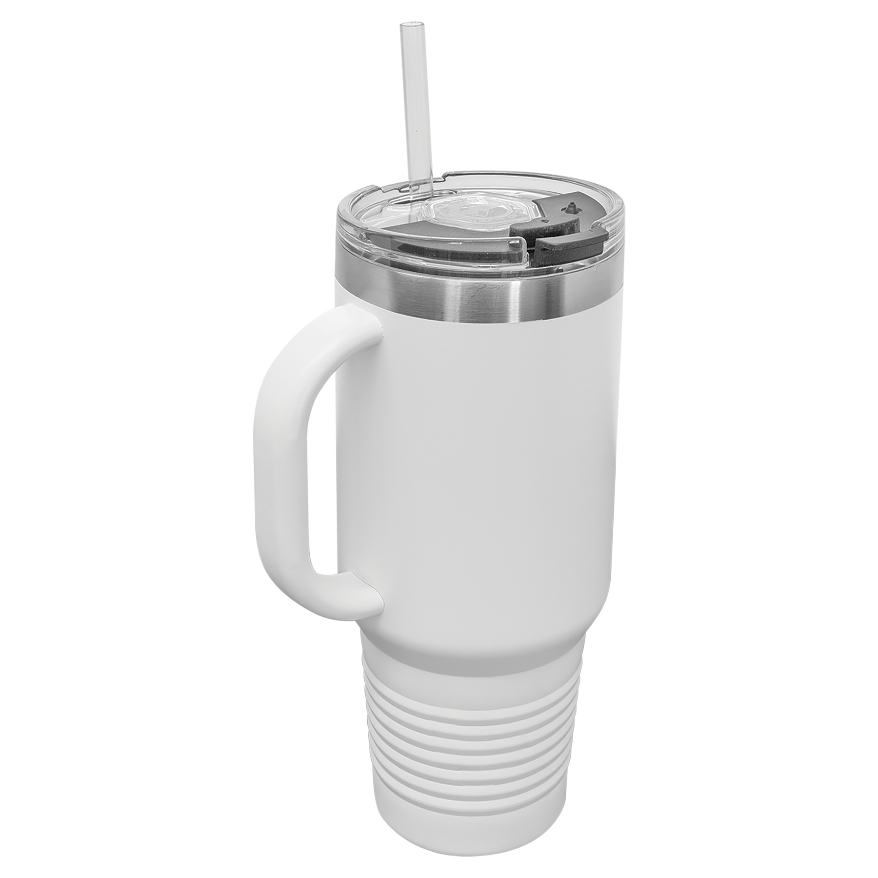 Polar Camel 40 oz. White Travel Mug with Snap Lid & Straw