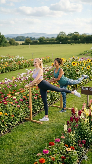Barre class at flower farm in haliburton, minden.