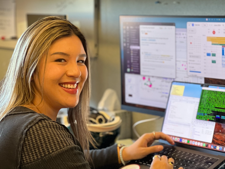 Computational Biology Student Marygrace Trousdell working on spatial transcriptomics in the mushroom body