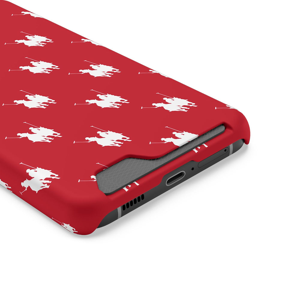 Thumbnail: Card Holder Phone Case — Red with White Polo Player Pattern