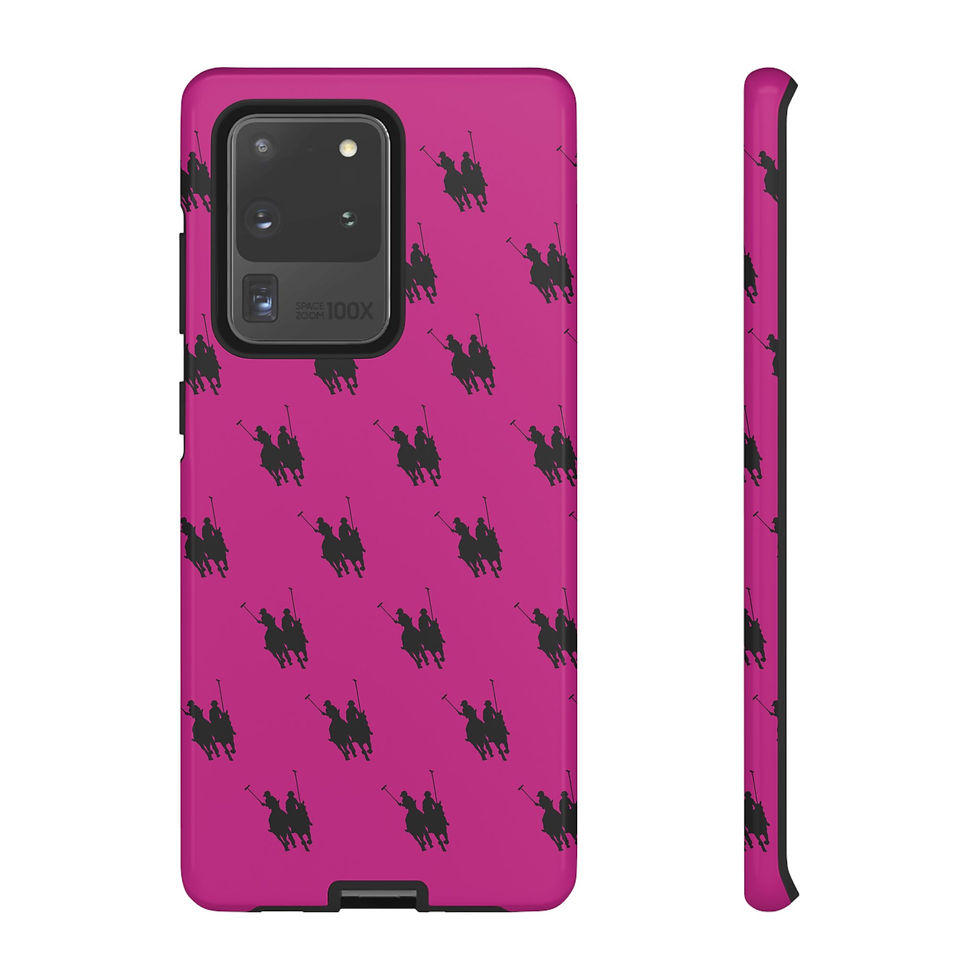 Thumbnail: Pink Rideoff Phone Case — Polo Players Silhouette Pattern Tough Case