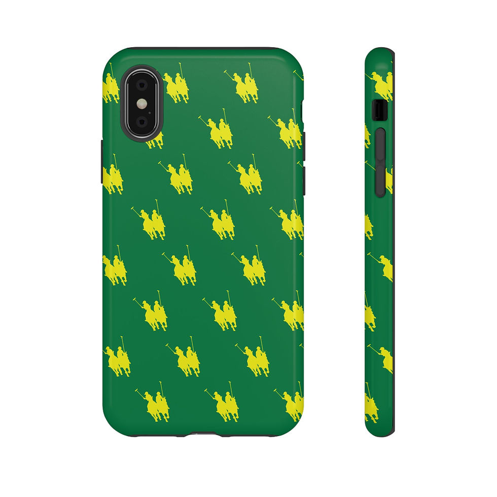 Thumbnail: Green Rideoff Phone Case — Polo Players Silhouette Pattern Tough Case