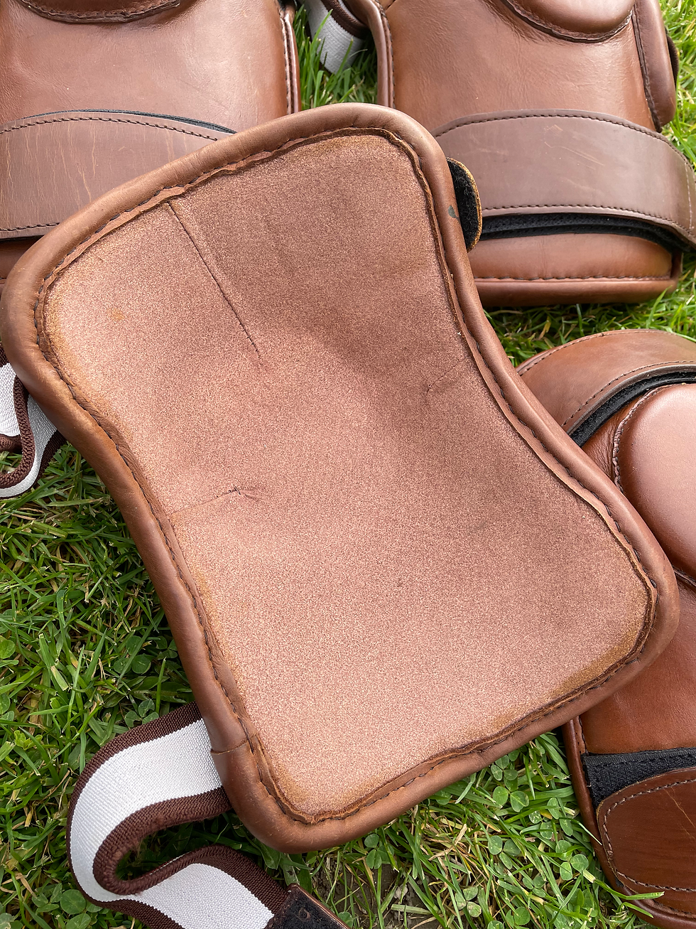 Thumbnail: One Pair Leather Polo Kneepads Knee Protection for Playing Horse Equine Polo UK