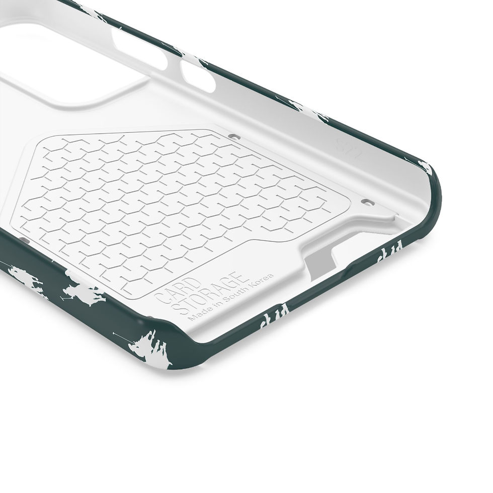 Thumbnail: Card Holder Phone Case — Dark Green with White Polo Player Pattern