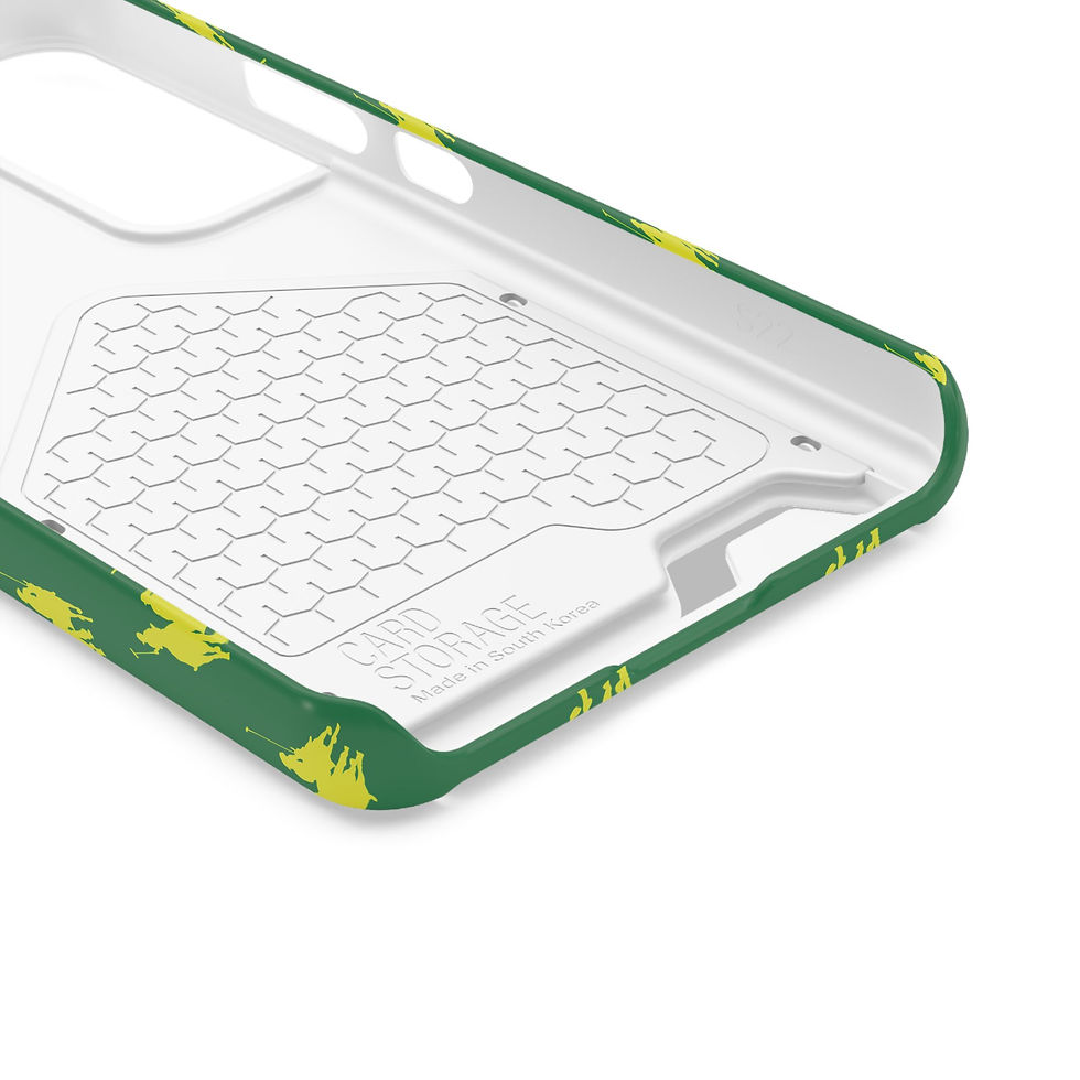 Thumbnail: Card Holder Phone Case — Green with Yellow Polo Player Pattern