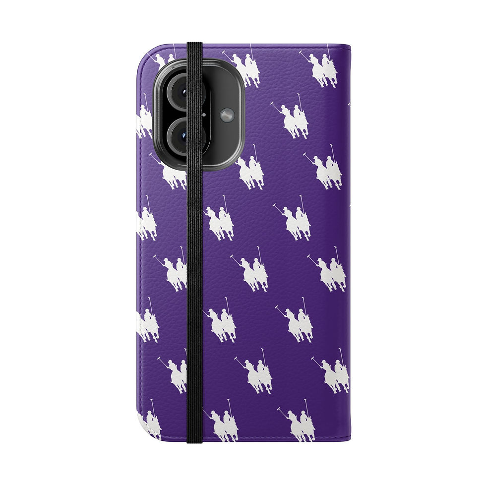 Thumbnail: Purple Polo Player Pattern Flip Phone Case with Card Slots