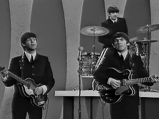 CBS The Ed Sullivan Show, Paul McCartney, George Harrison and Ringo Starr, The Beatles, Feb 12, 1964