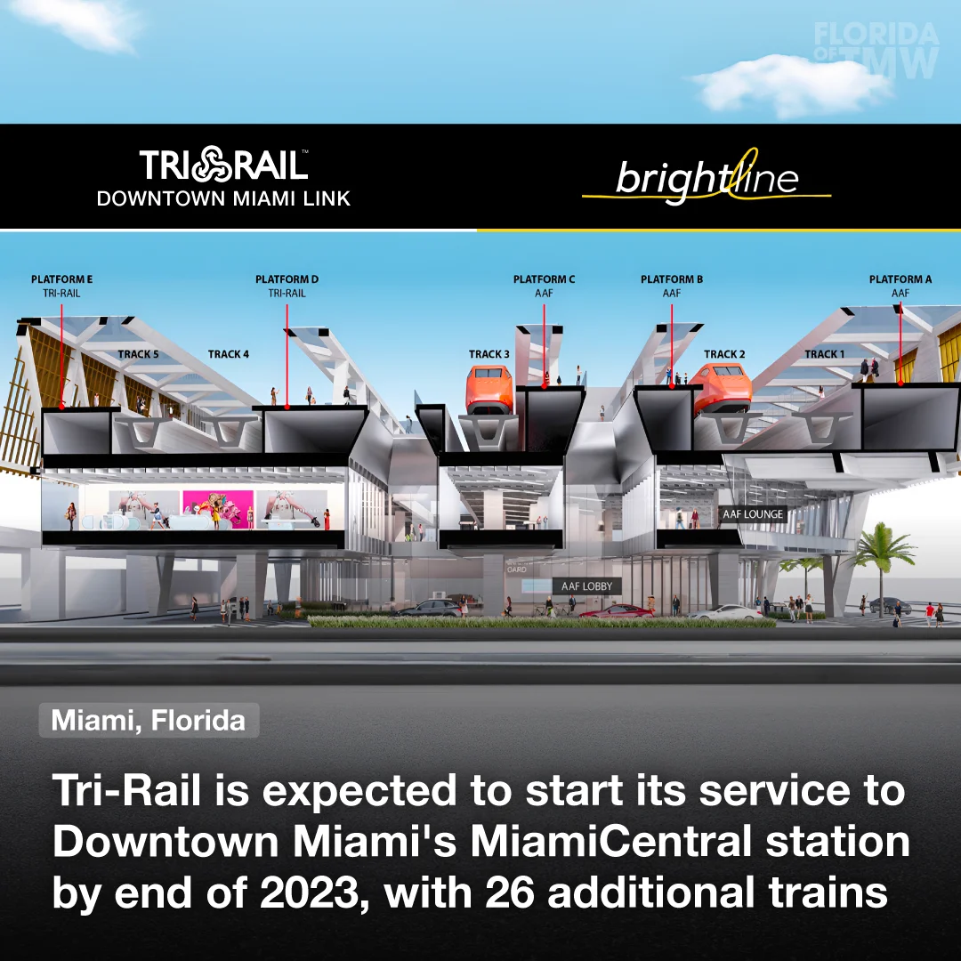 TriRail is expected to start its service to Downtown Miami's MiamiCentral station by end of