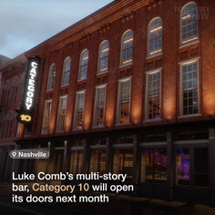 Luke Comb's multi-story bar, Category 10 will open its doors next month