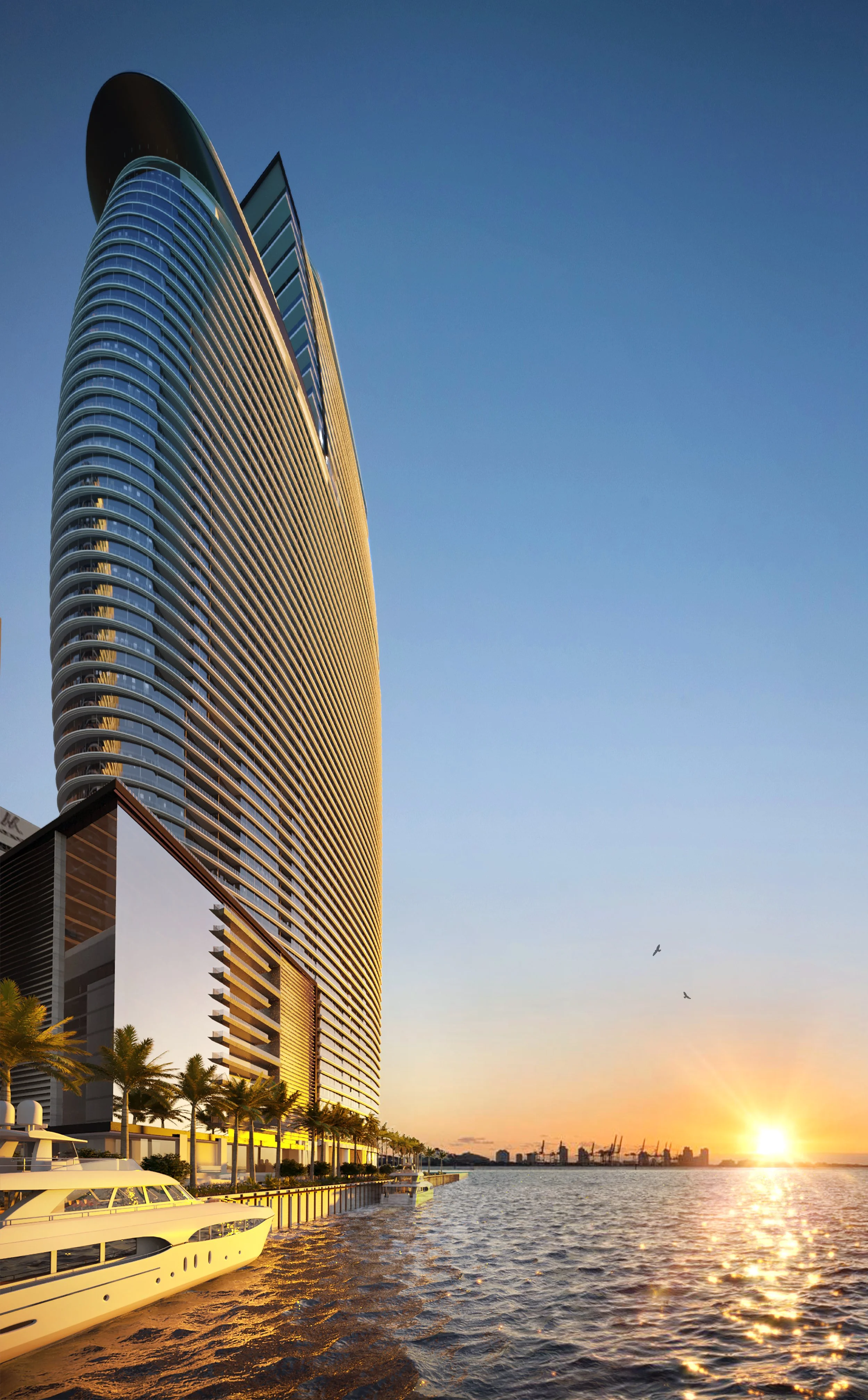 Aston Martin Residences, a 69-story waterfront tower standing 817 feet above the Miami River, sells its final sky penthouse, with the building nearing completion