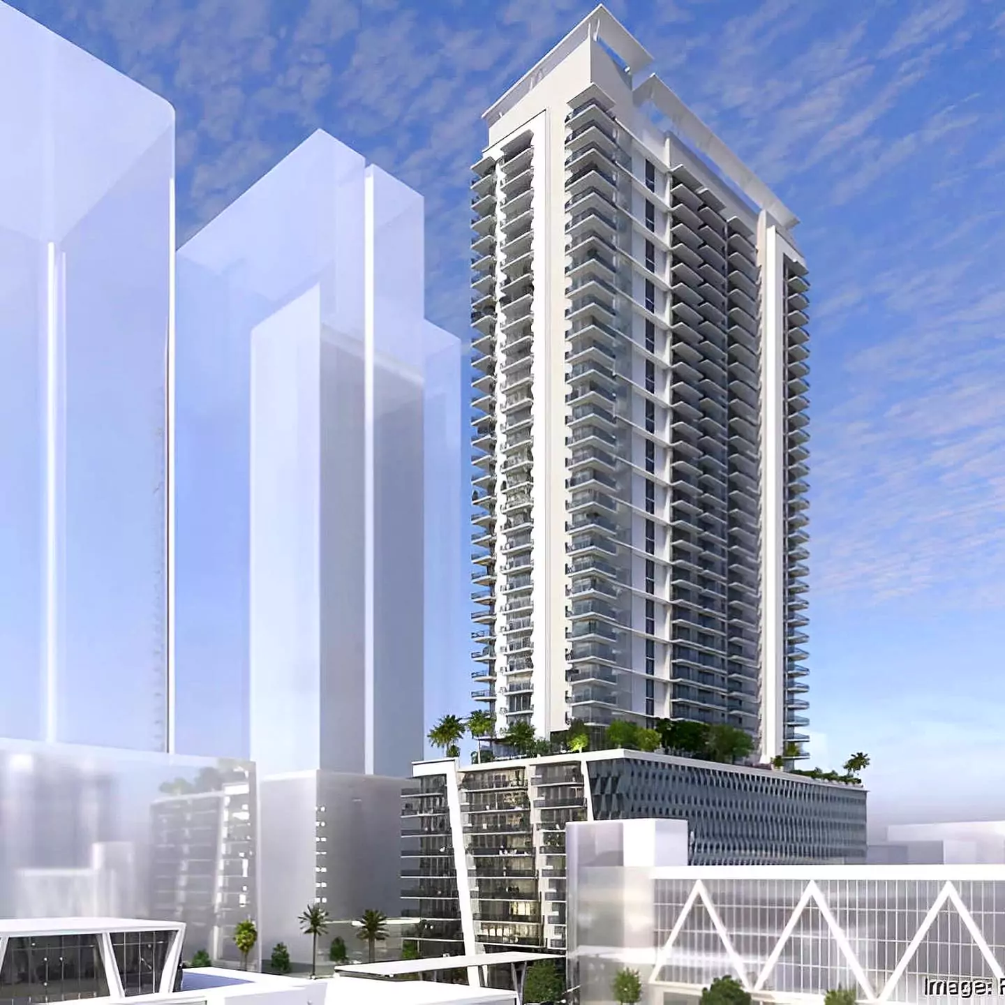 40-story Brightline Residences proposed to connect rail to apartment complex with covered walkway at Fort Lauderdale station