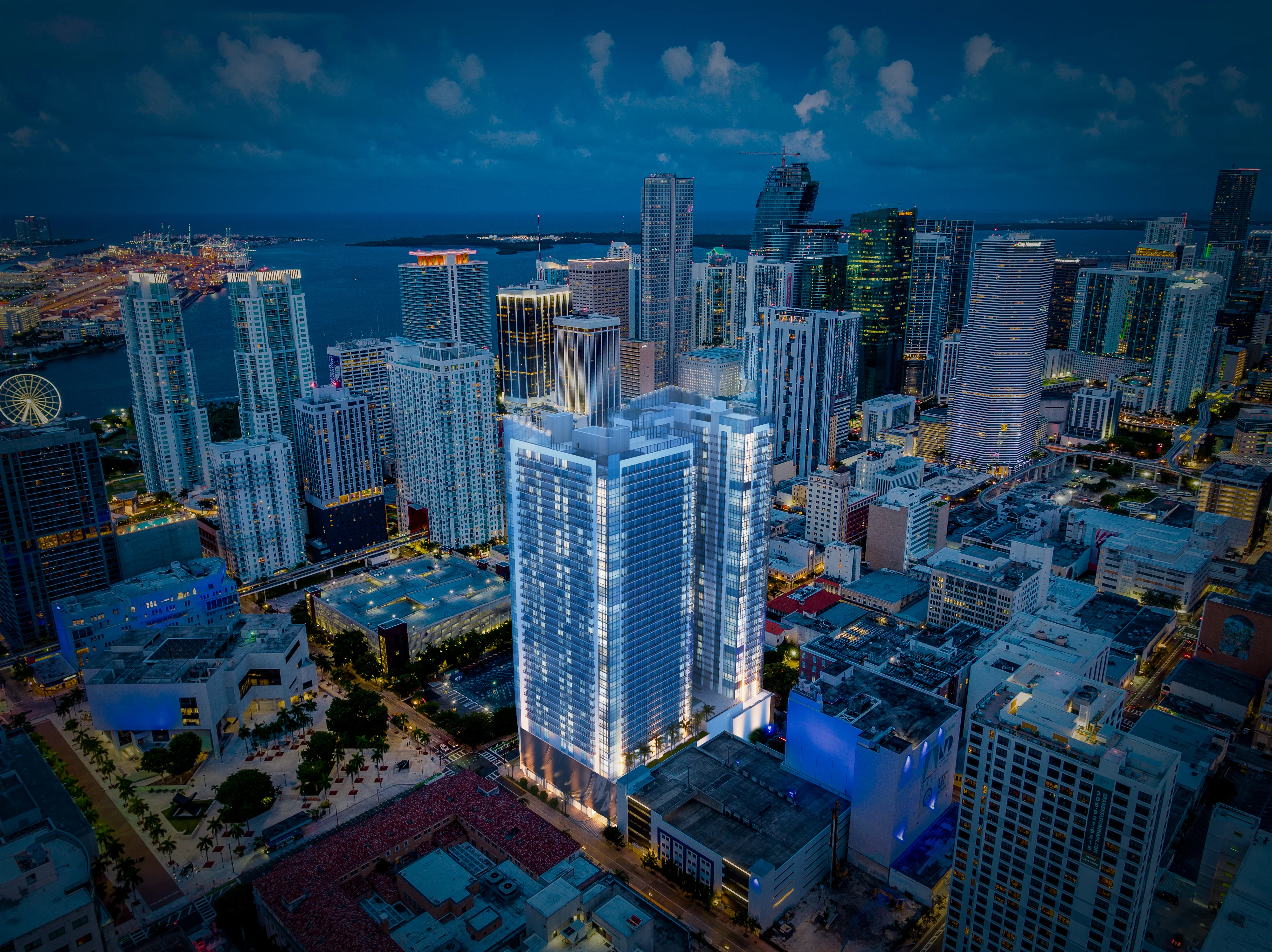 Two 43-story towers, referred to as 222 Namdar Towers, begin construction in Downtown Miami, spanning over1.3 million square feet with 1,394 residential units