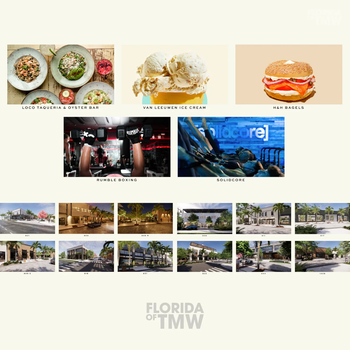 New York bagels, ice cream shop, boxing, pilates, and Boston taco joint