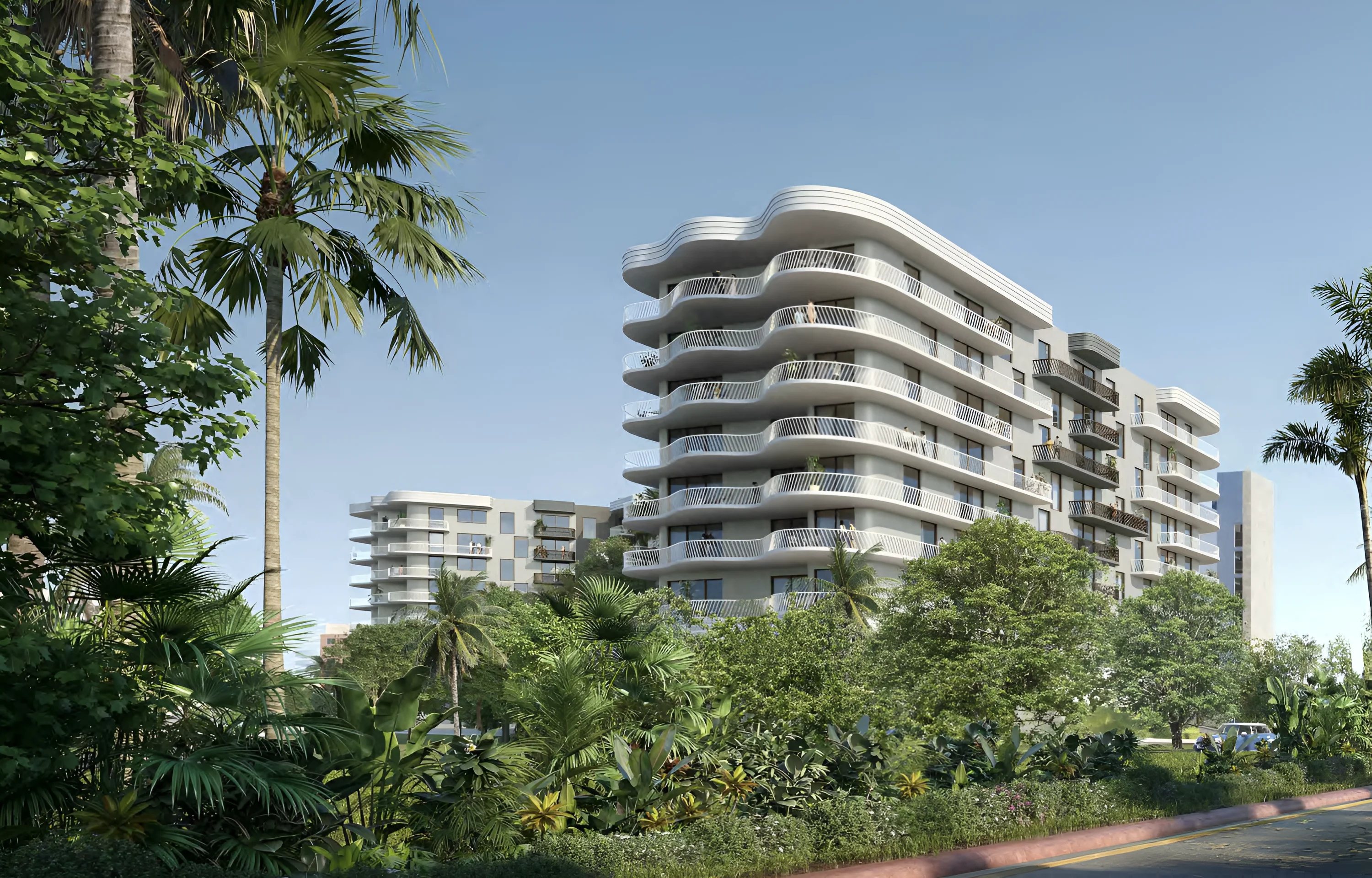 3900 Alton Road, a nine-story luxury residential development in Miami Beach tops off construction