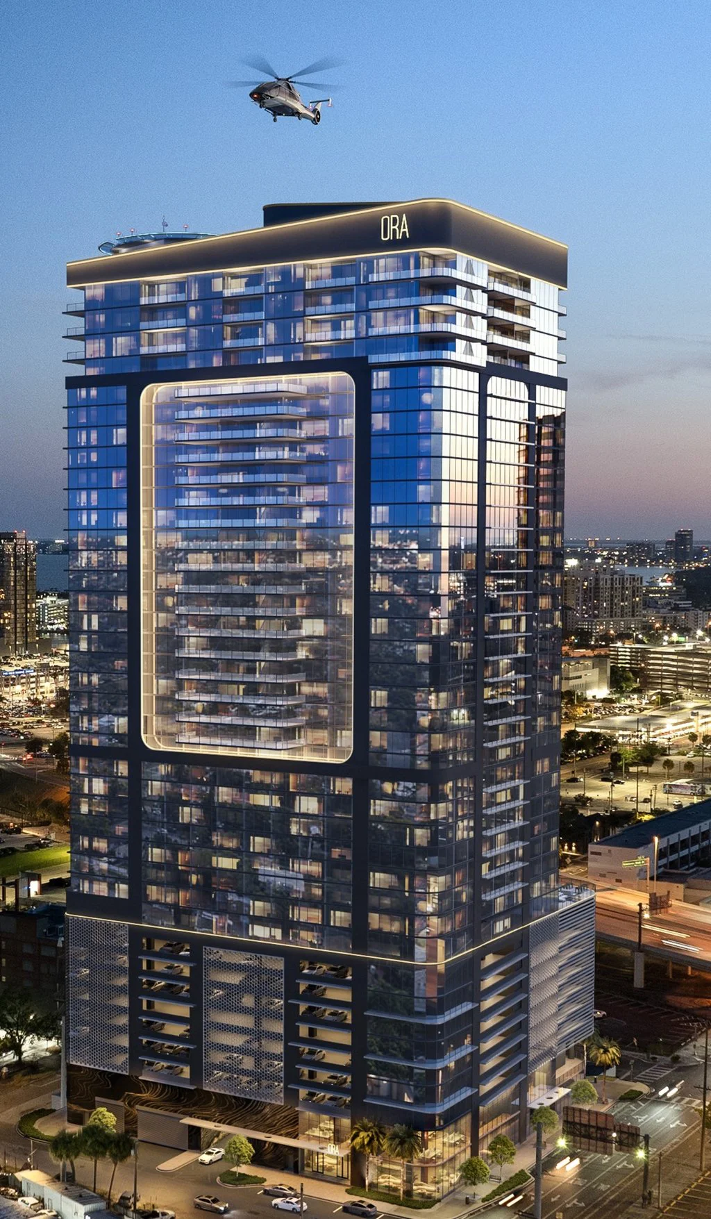 Ora Hotel and Residences, a new $600 million 39-story condo-hotel, is coming to Water Street Tampa, offering a helicopter pad and poolside club
