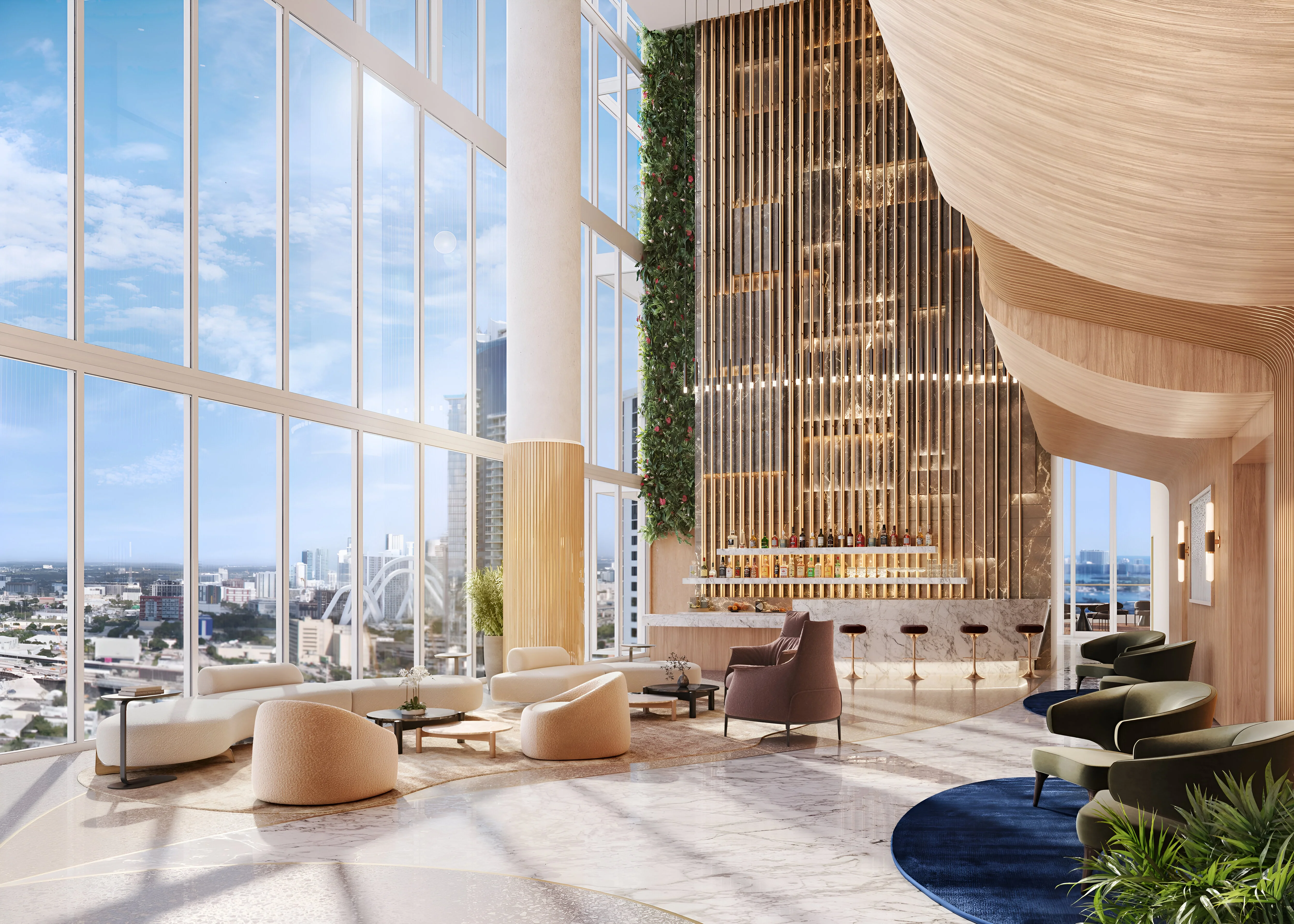 70-story Okan Tower, offering the tallest pool in the US, unveils first look at their Hilton hotel