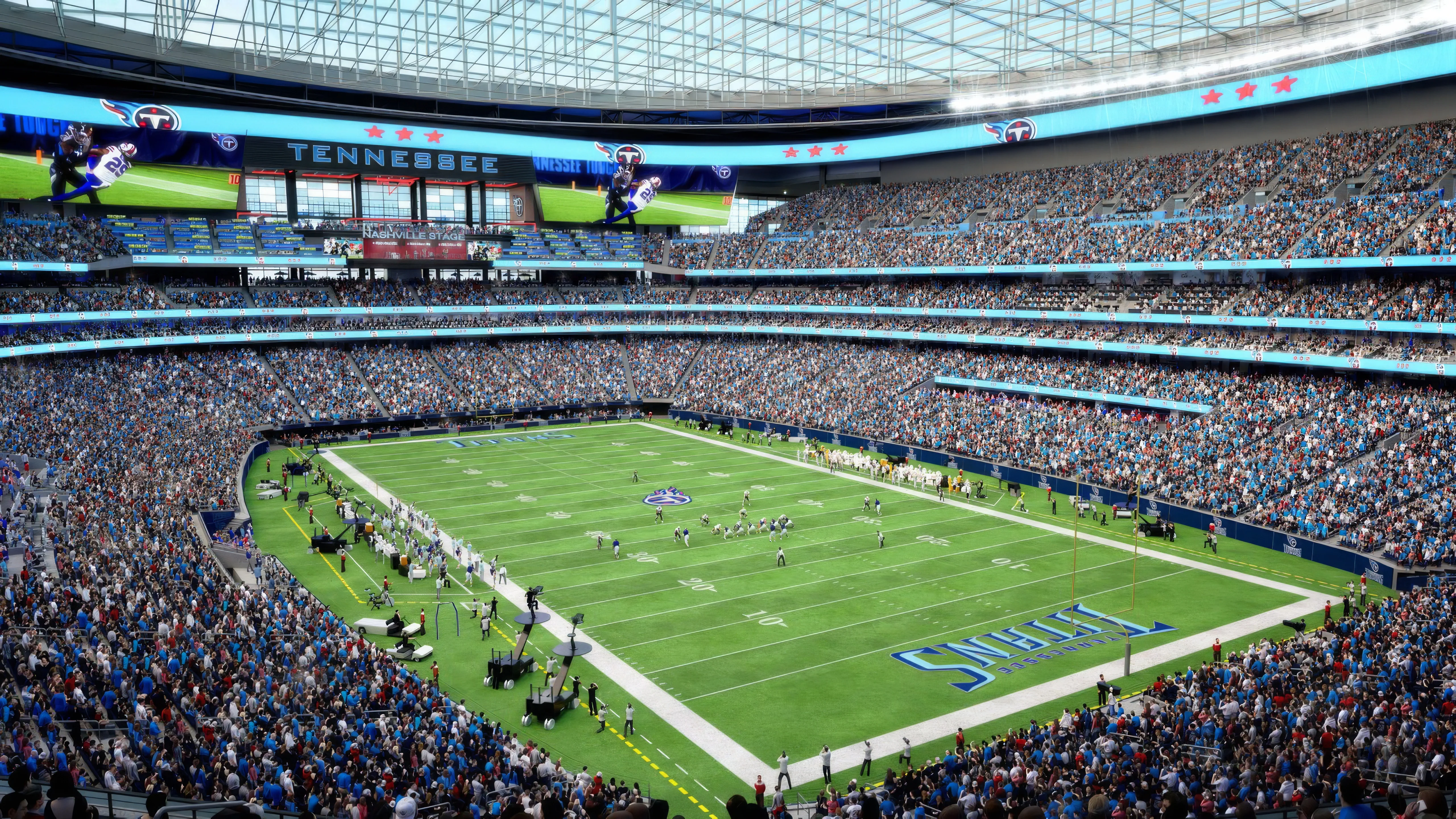 Tennessee Titans break ground on the new $2.1 billion Nissan Stadium, featuring the country’s largest rooftop bar, with expected completion scheduled for 2027