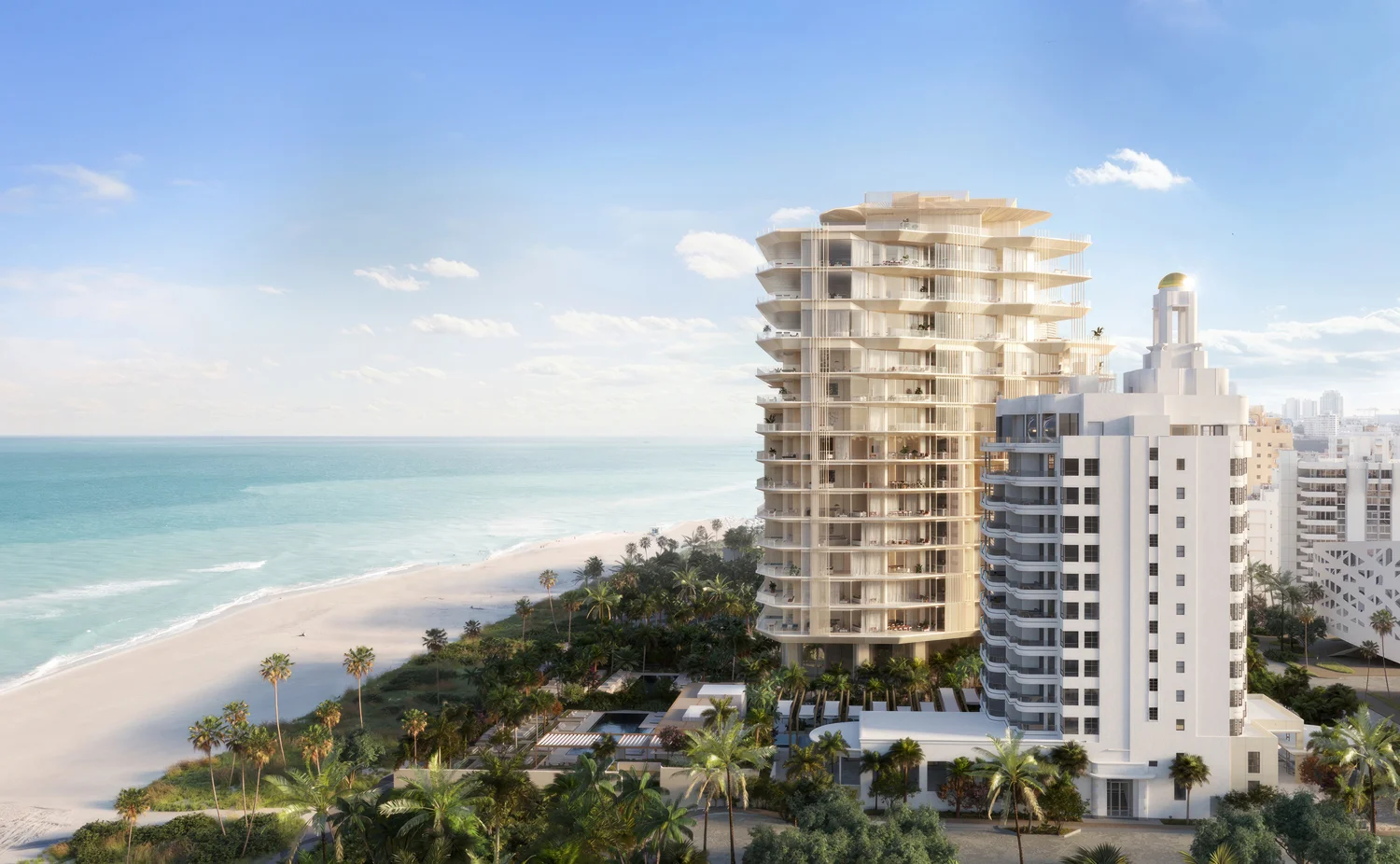 Aman Miami Beach, designed by Kengo Kuma, will offer 22 private residences in the vibrant Faena District, opening it’s doors by 2026