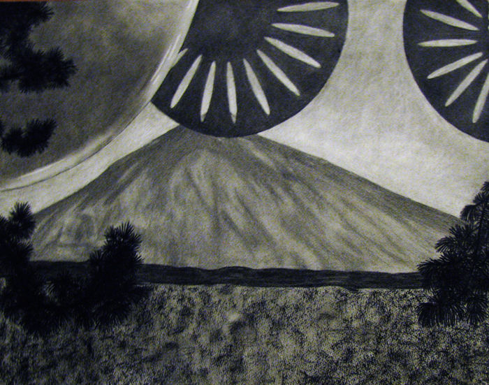 Tenerife and the terrace, charcoal