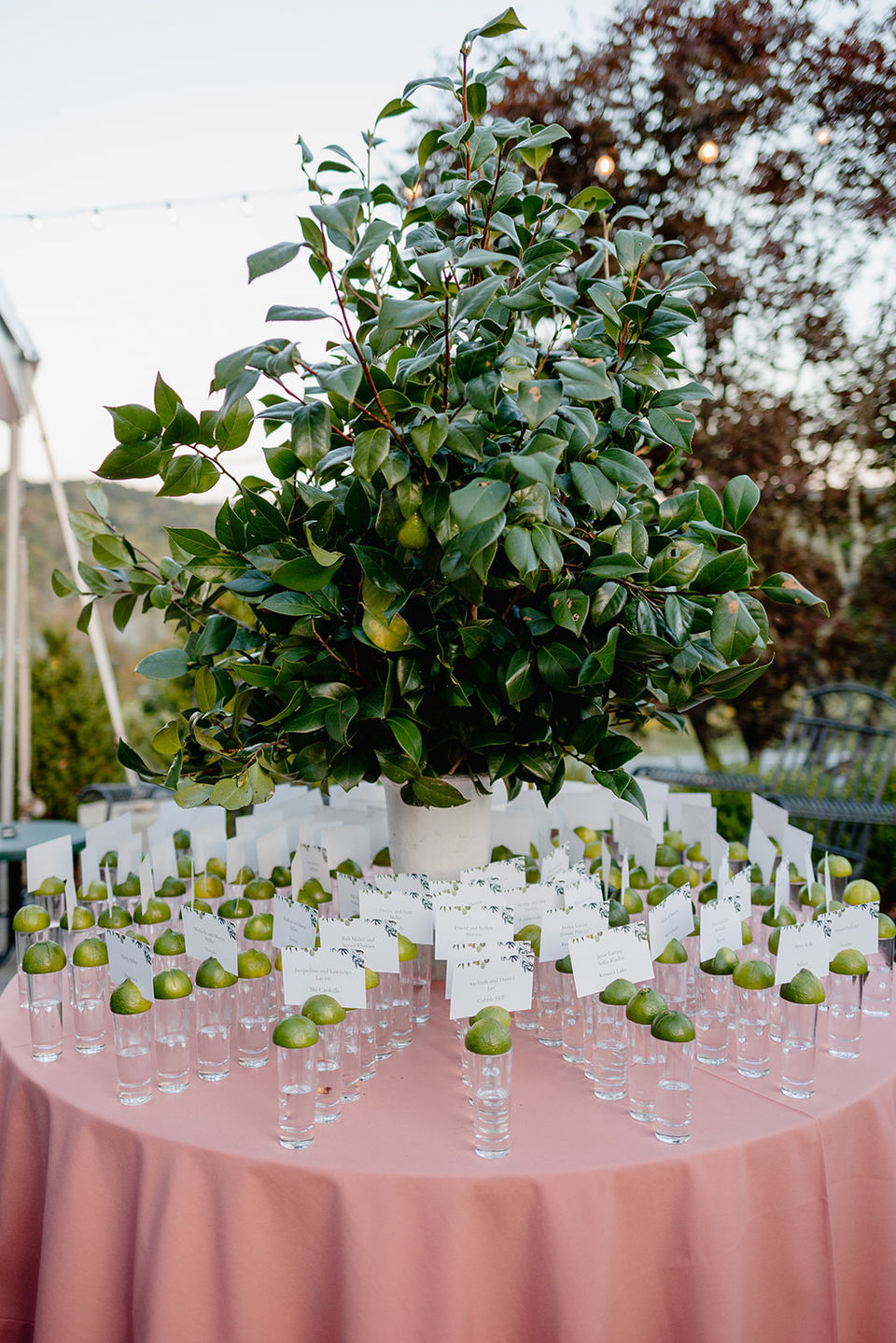 Escort card with a side of tequila at Kenoza Hall | H. Smith & Co. Weddings