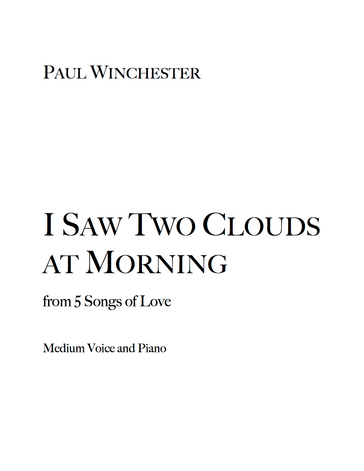 I Saw Two Cloud at Morning - Medium Voice