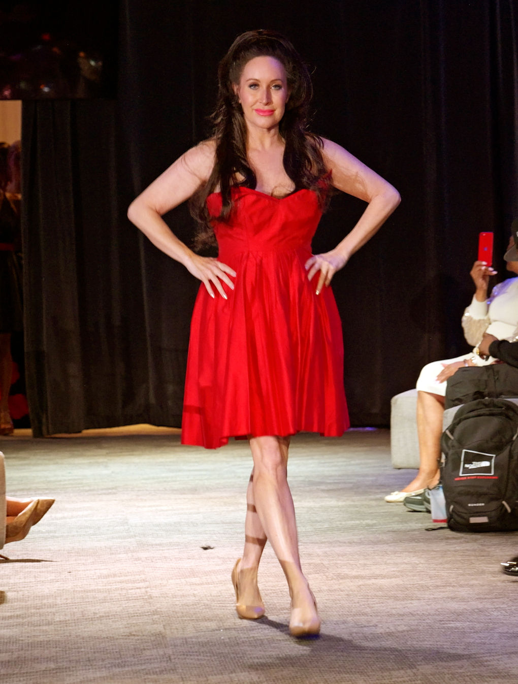 Actress Model Melissa Locke walking NY Fashion Week - Red Dress 1