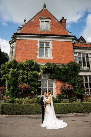 Couple portraits at Coed y Mwstwr Hotel Bridgend by a South Wales Wedding Photographer