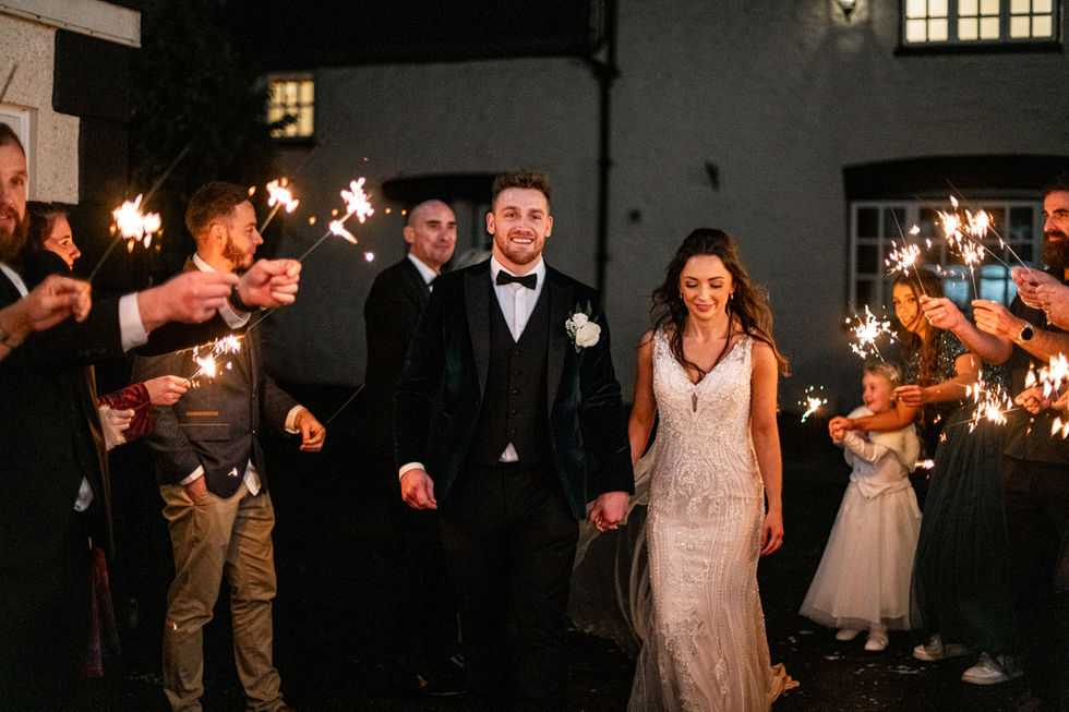 Sparkler Photo at an Emlyn Hotel Wedding by South Wales Wedding Photographer