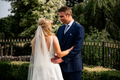 Bride and groom at the King Arthur Hotel by South Wales Wedding Photographer