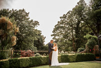 Bride and groom at the King Arthur Hotel by South Wales Wedding Photographer