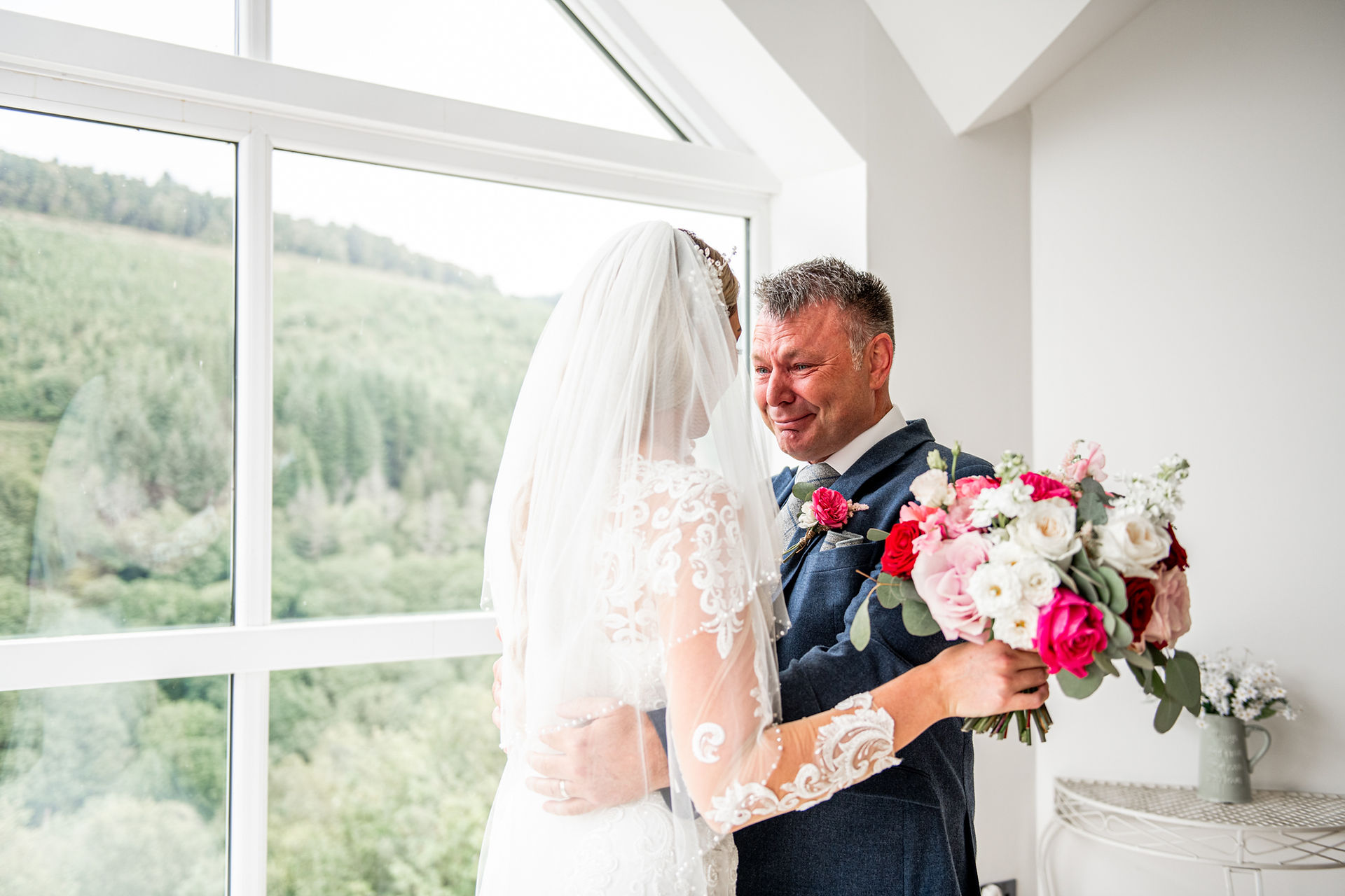 First look captured by South Wales Wedding Photographer