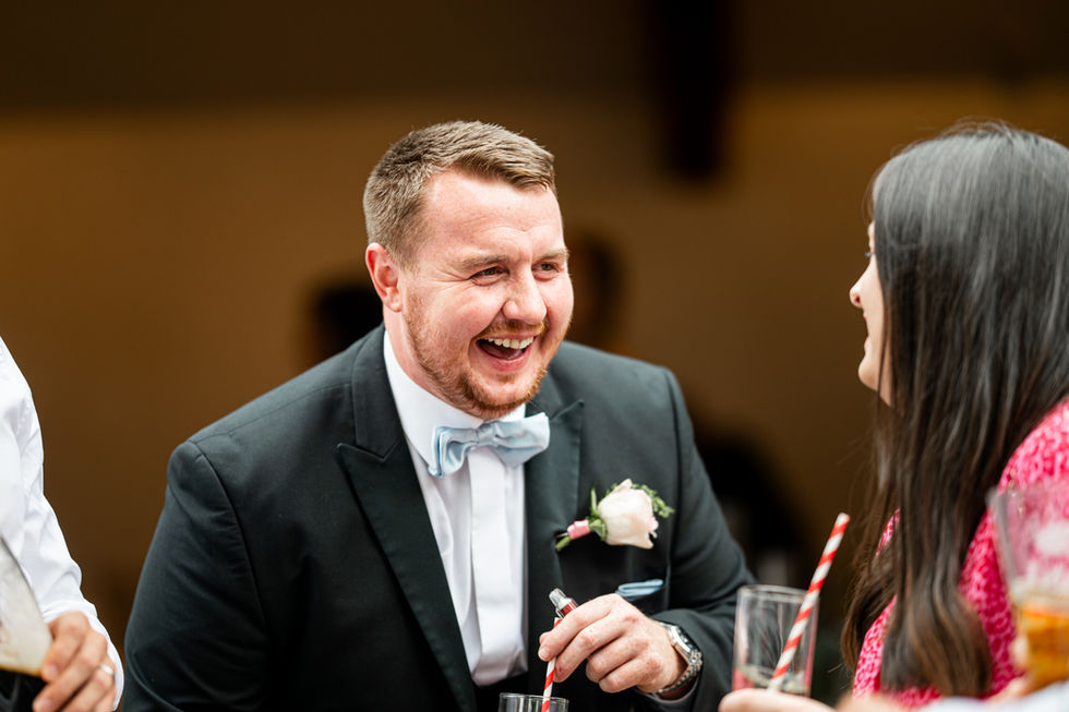 Reception at Coed y Mwstwr Hotel by a South Wales Wedding Photographer