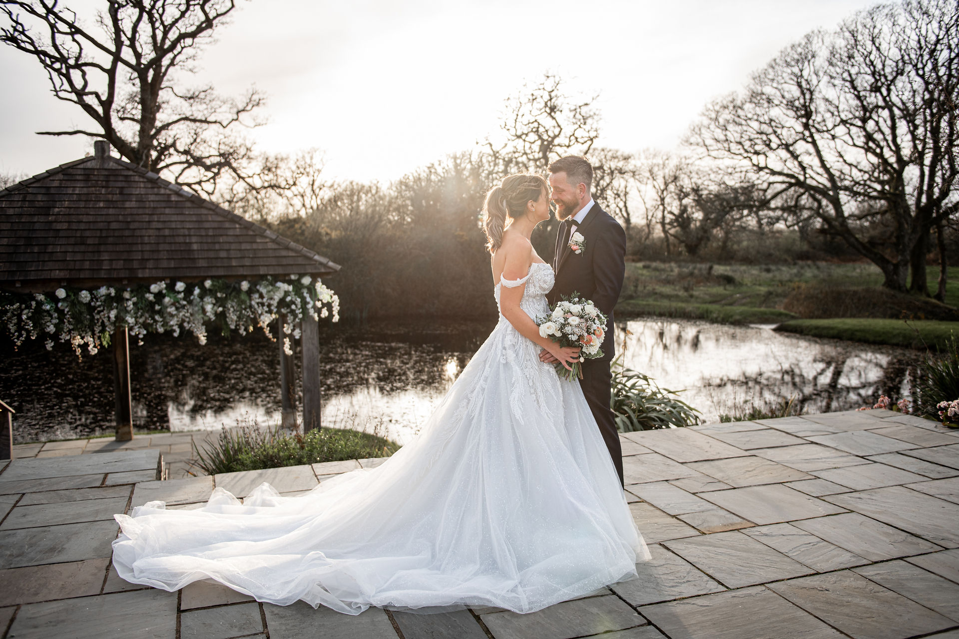 Golden hour at Oldwalls Gower Wedding by South Wales Wedding Photographer
