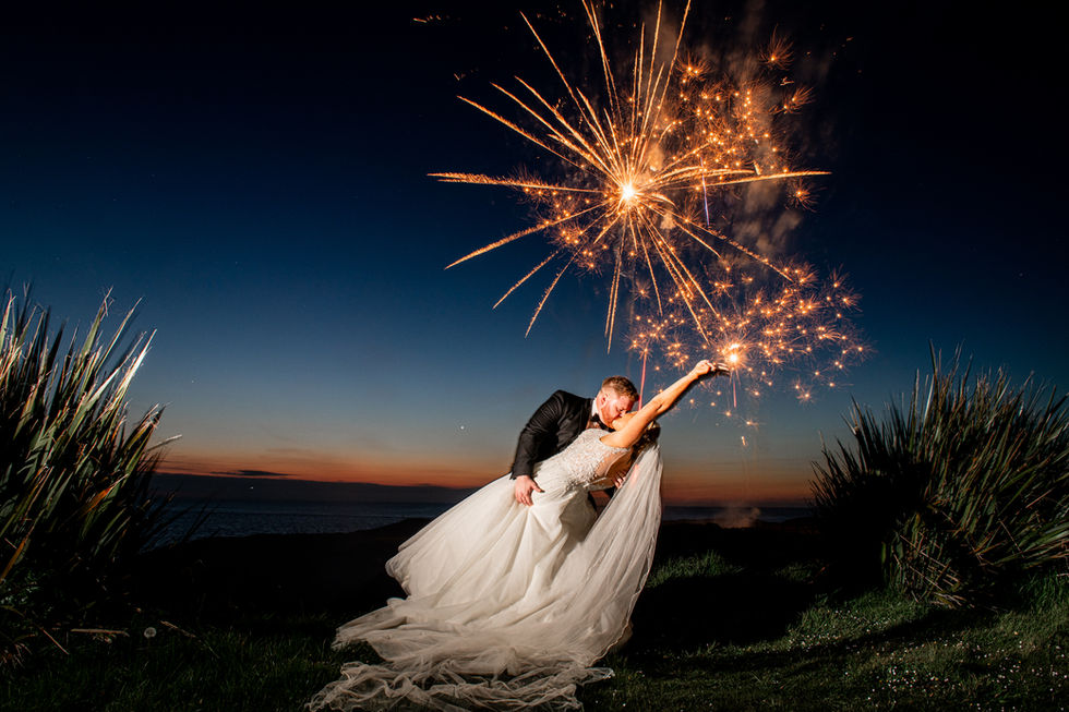 Fireworks at the Cliff Hotel and Spa by South Wales Wedding Photographer
