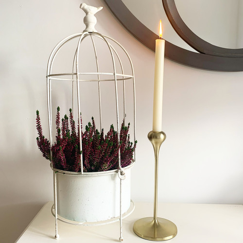 Tall White Bird Plant Stand Champagne & Ginger